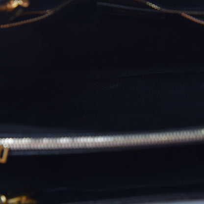 Saint Laurent Grain De Poudre Matelasse Chevron Monogram Shopping Bag Black 6 of 16