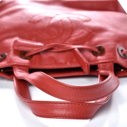 Chanel Caviar CC Drawstring Shoulder Bag Red 11 of 13