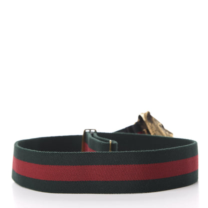Gucci Web Feline Buckle Belt 80 32 Green Red 2 of 7