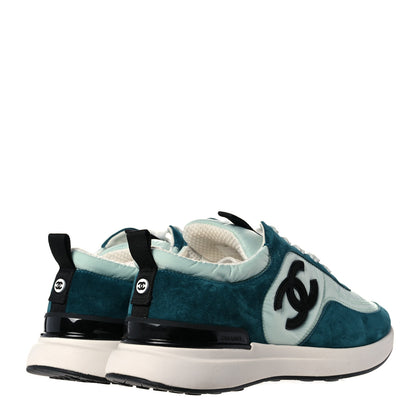 Chanel Nylon Suede Calfskin CC Sneakers 38.5 Green Light Green 4 of 8