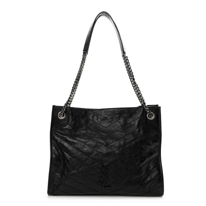 Saint Laurent Crinkled Calfskin Matelasse Monogram Medium Niki Shopper Tote Black 1 of 12
