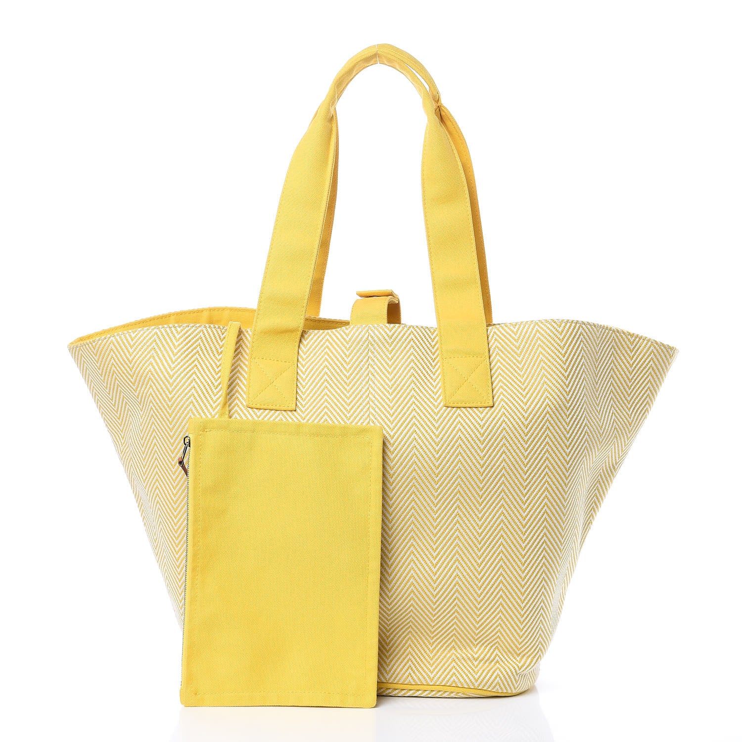 Hermes Canvas Panier De Plage Tote Yellow 3 of 13