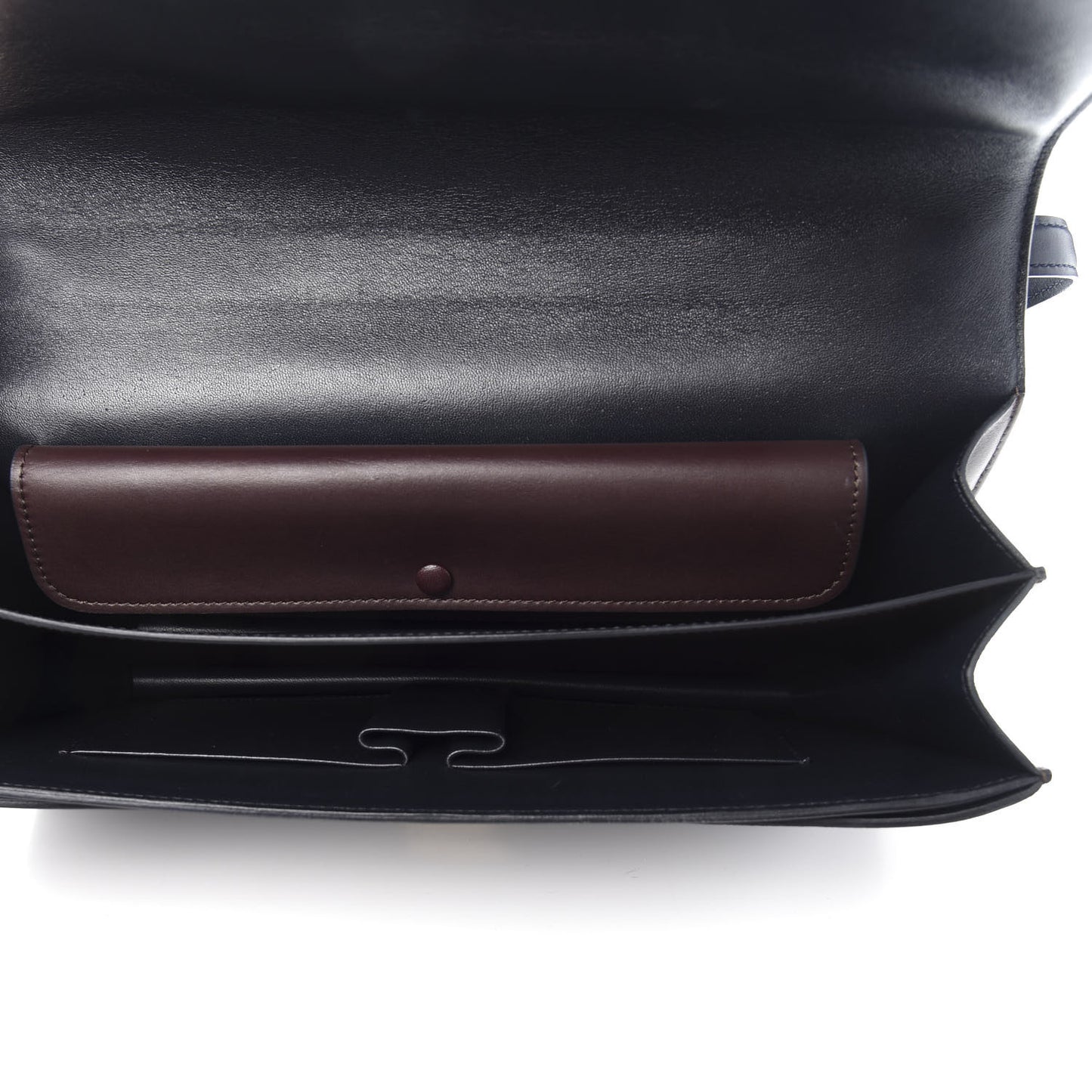Calfskin Bicolor Medium Case Flap Navy Burgundy