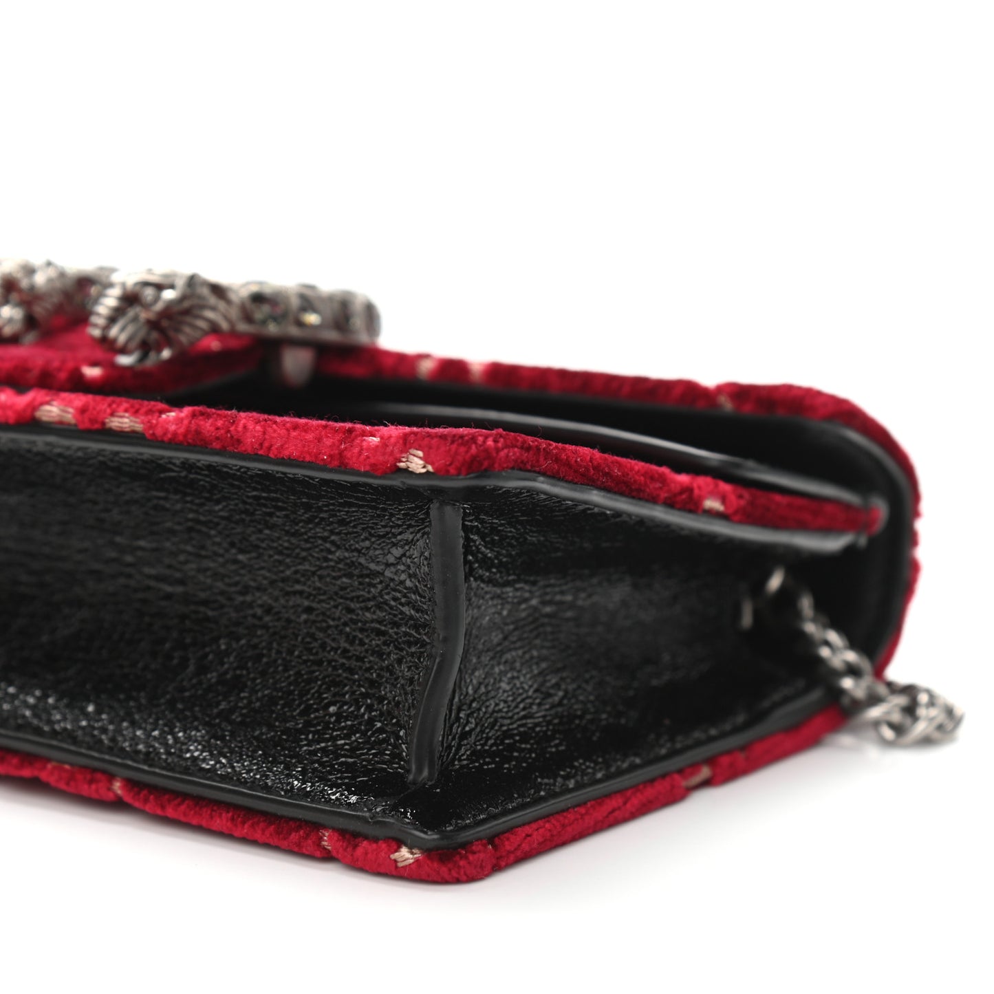Velvet GG Monogram Super Mini Dionysus Shoulder Bag Red Cipria Black