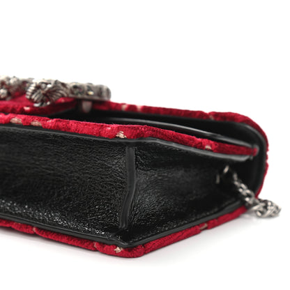Gucci Velvet GG Monogram Super Mini Dionysus Shoulder Bag Red Cipria Black 9 of 11