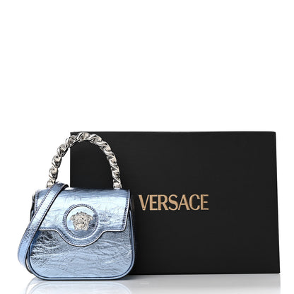 Versace Metallic Crackled Lambskin Mini La Medusa Blue 11 of 11