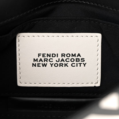 Fendi X MARC JACOBS Nappa Vitello King Logo Print Phone Baguette White Black 6 of 10
