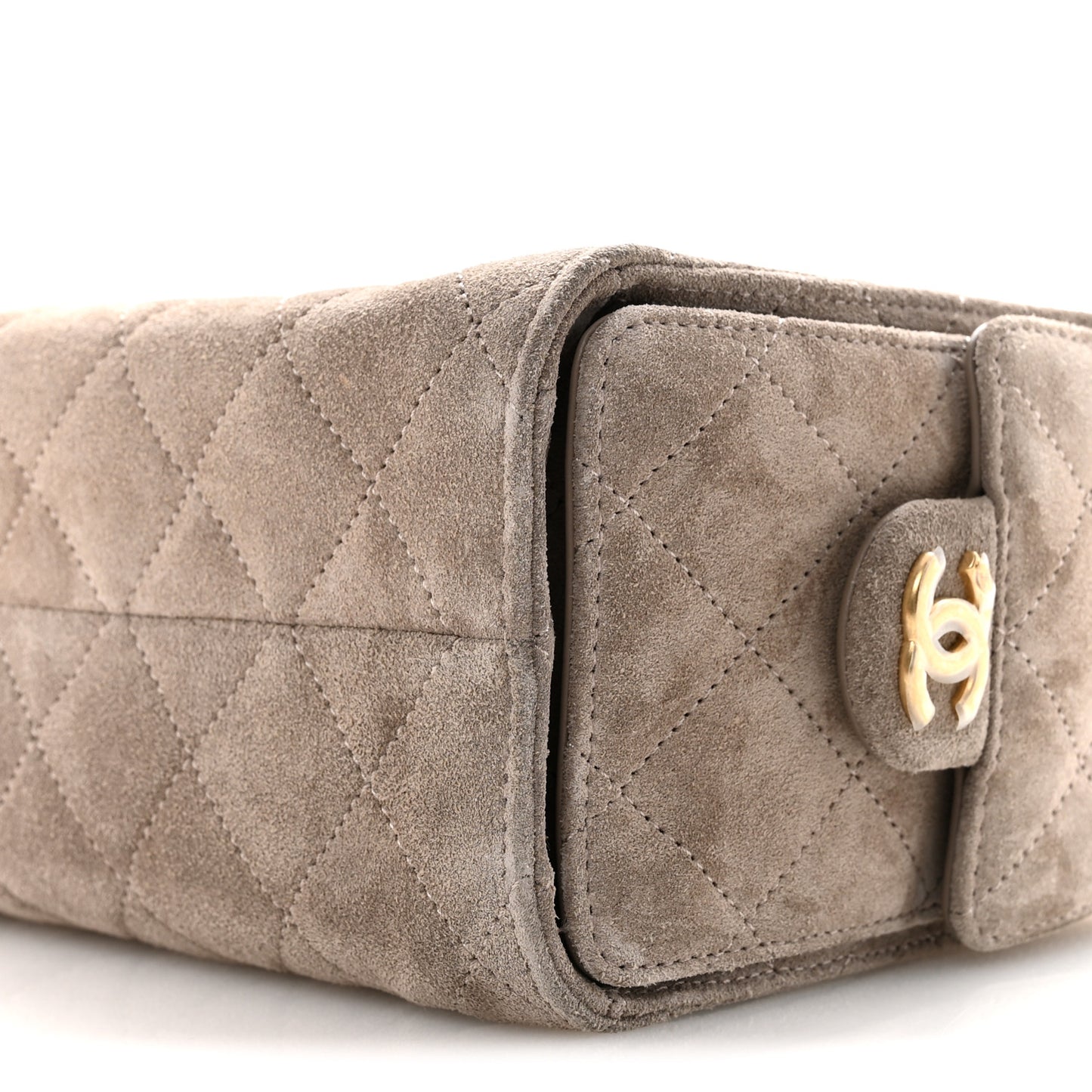 Suede Quilted Mini Chanel 25 Handbag Dark Grey