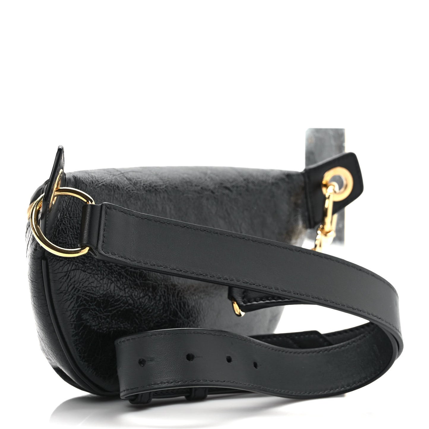 Crackle Calfskin ID Belt Bag Black