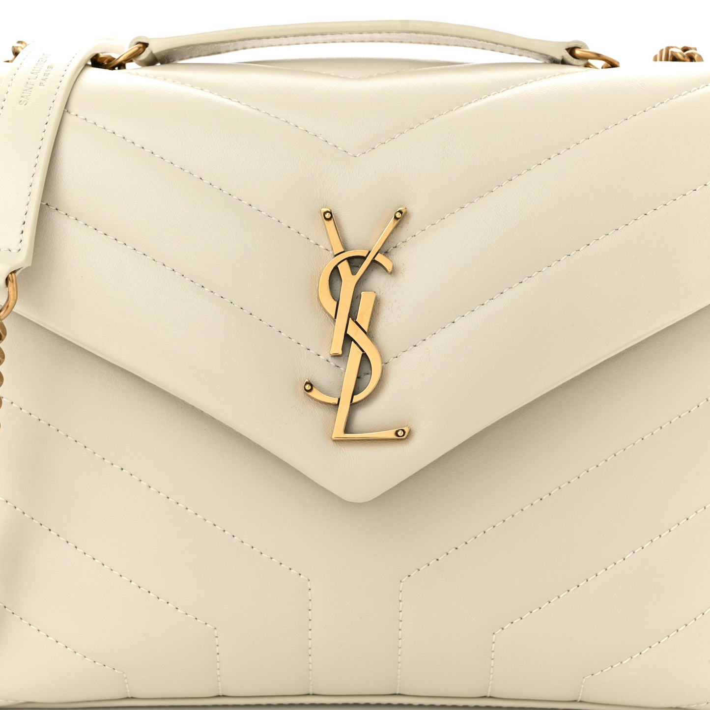 Calfskin Y Quilted Monogram Small Loulou Chain Satchel Crema Soft