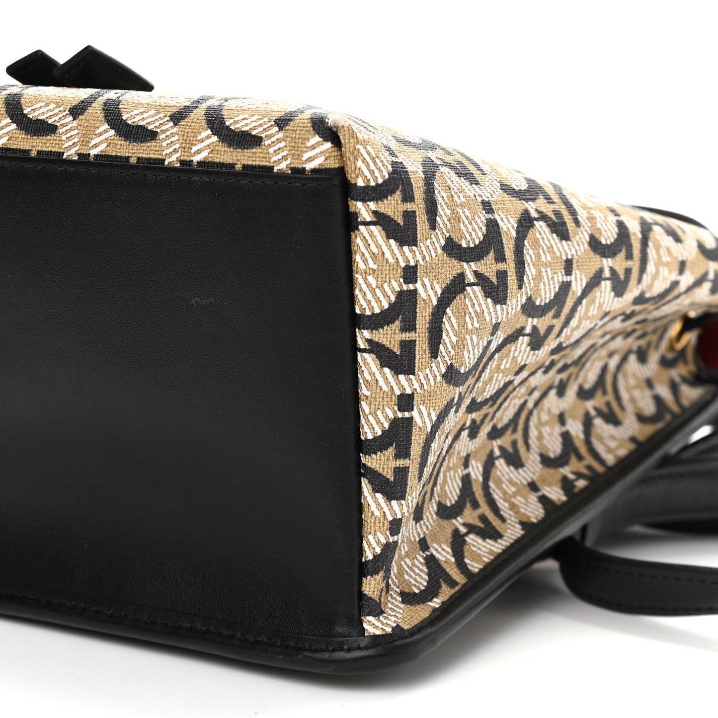 Canvas Calfskin Gancini Backpack Black Beige