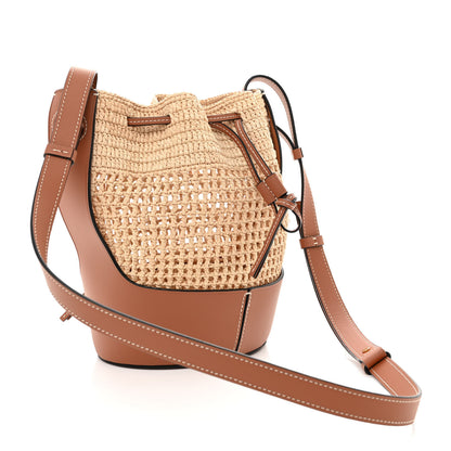 Loewe Raffia Calfskin Balloon Bucket Bag Natural Tan 3 of 9