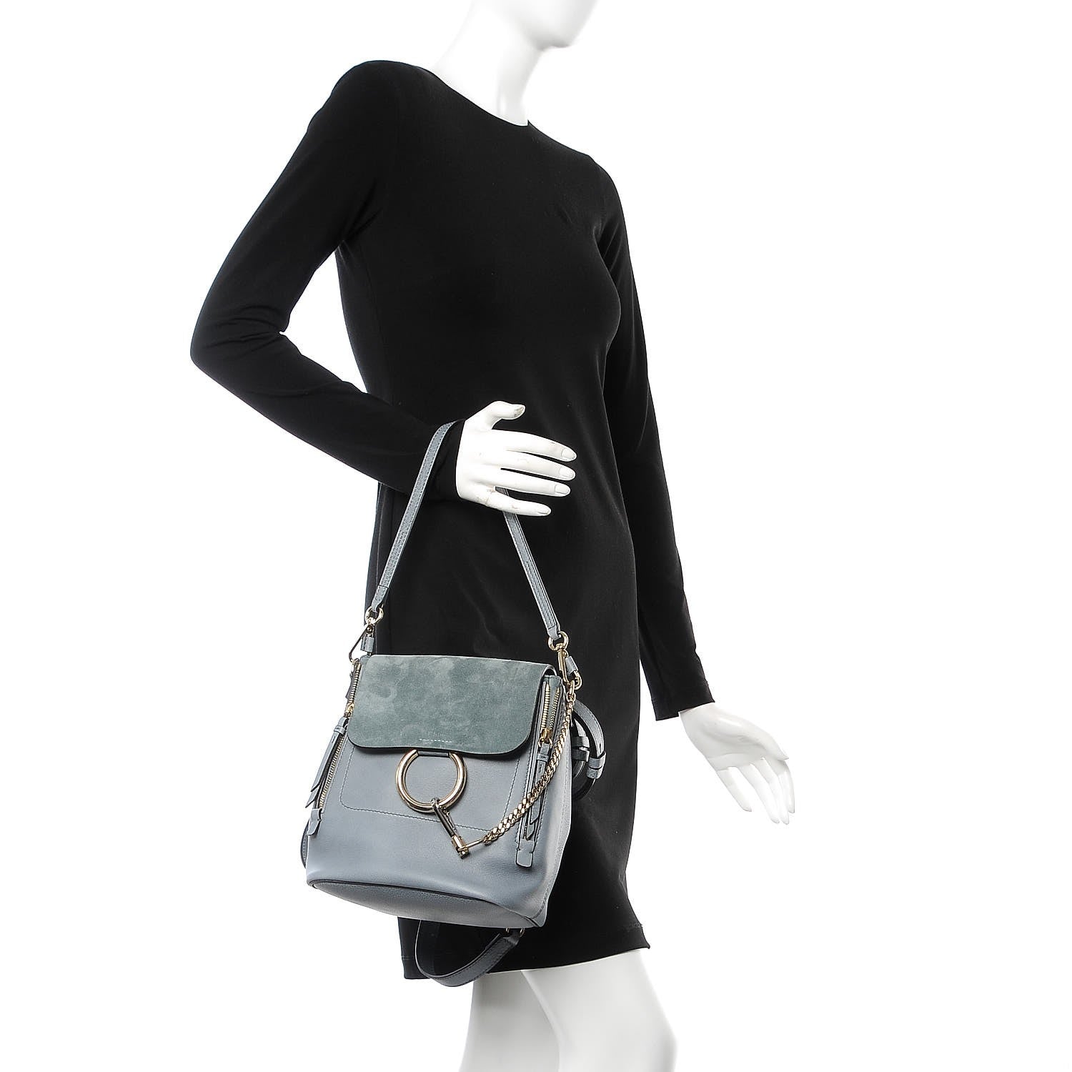 Chloe Suede Calfskin Small Faye Backpack Cloudy Blue 2 of 9