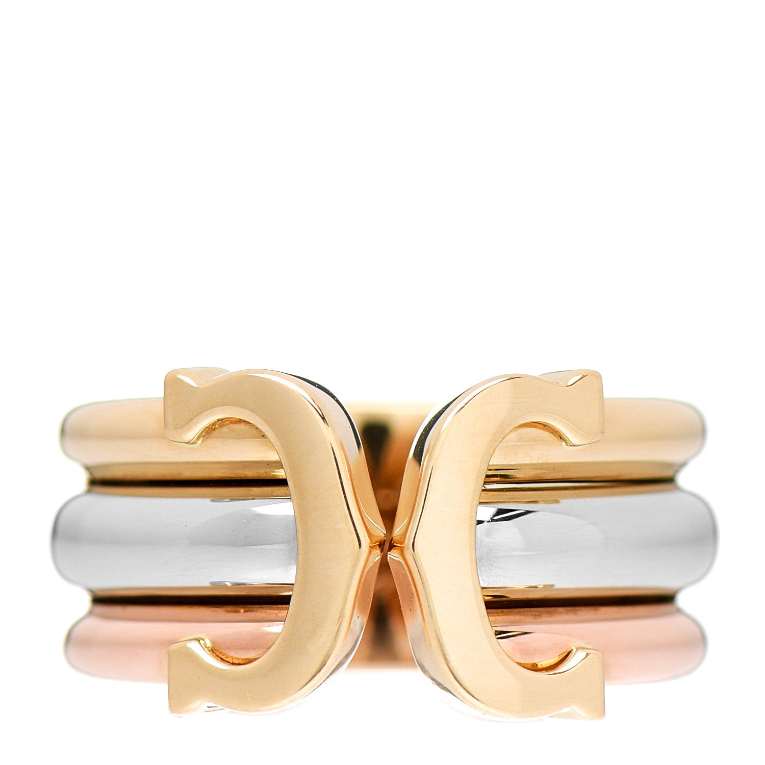 Cartier 18K Pink Yellow White Gold 8mm C De Cartier Ring 49 4.75 1 of 5