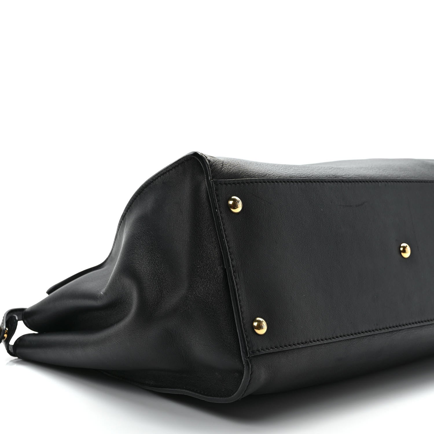Fendi Vitello Seta Shiny Nappa Large Peekaboo Iconic Satchel Black 7 of 10
