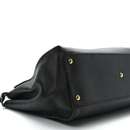 Fendi Vitello Seta Shiny Nappa Large Peekaboo Iconic Satchel Black 7 of 10