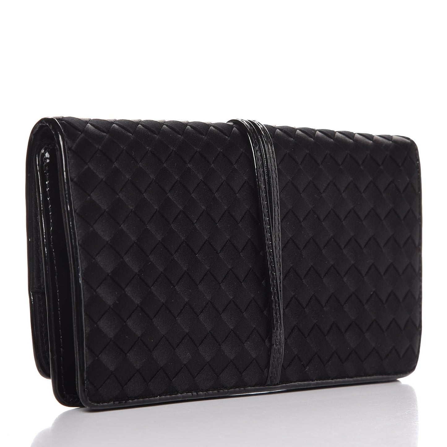 Patent Satin Intreccio Clutch Black