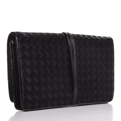 Bottega Veneta Patent Satin Intreccio Clutch Black 3 of 7