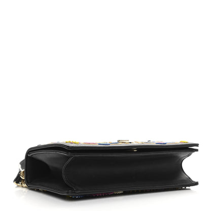 Christian Dior Lambskin Floral Embroidered Diorama Flap Bag Black Multicolor 3 of 10