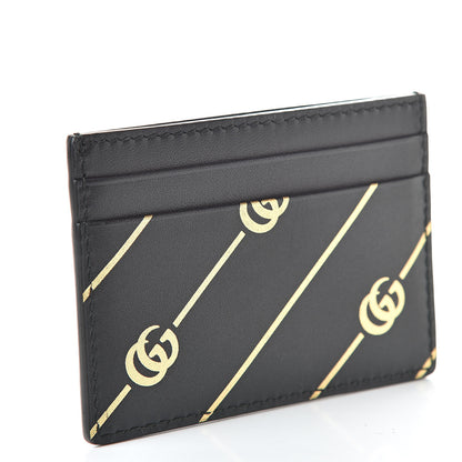 Gucci Calfskin Diagonal GG Card Holder Black Gold 3 of 7
