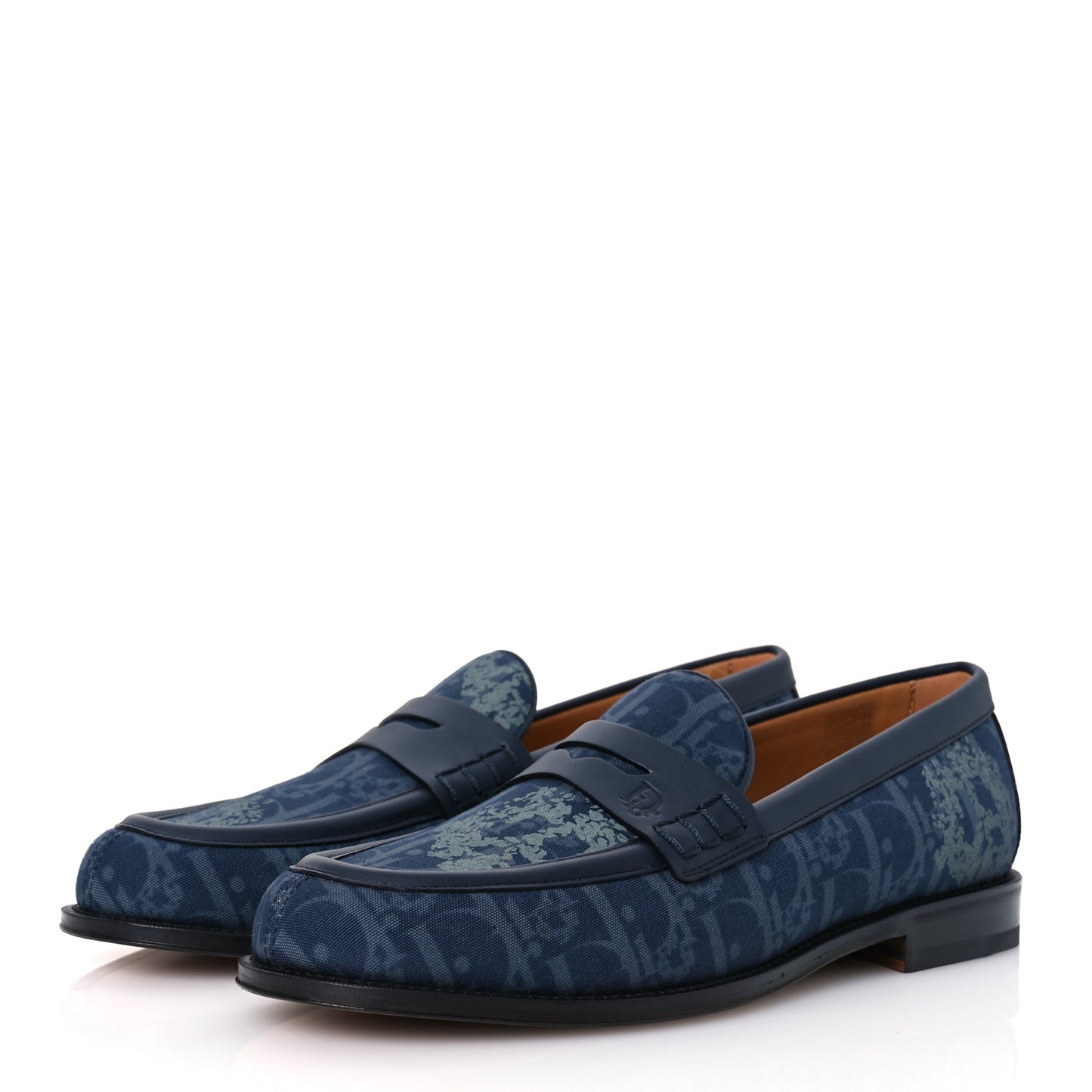 X DENIM TEARS Denim Calfskin Oblique Granville Loafers 43 Blue