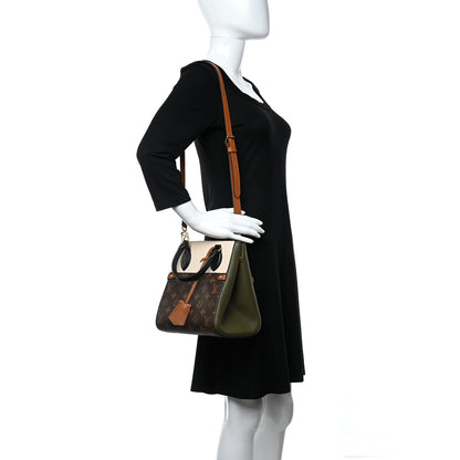 Louis Vuitton Calfskin Monogram Fold Tote PM Cream Khaki Black 2 of 10