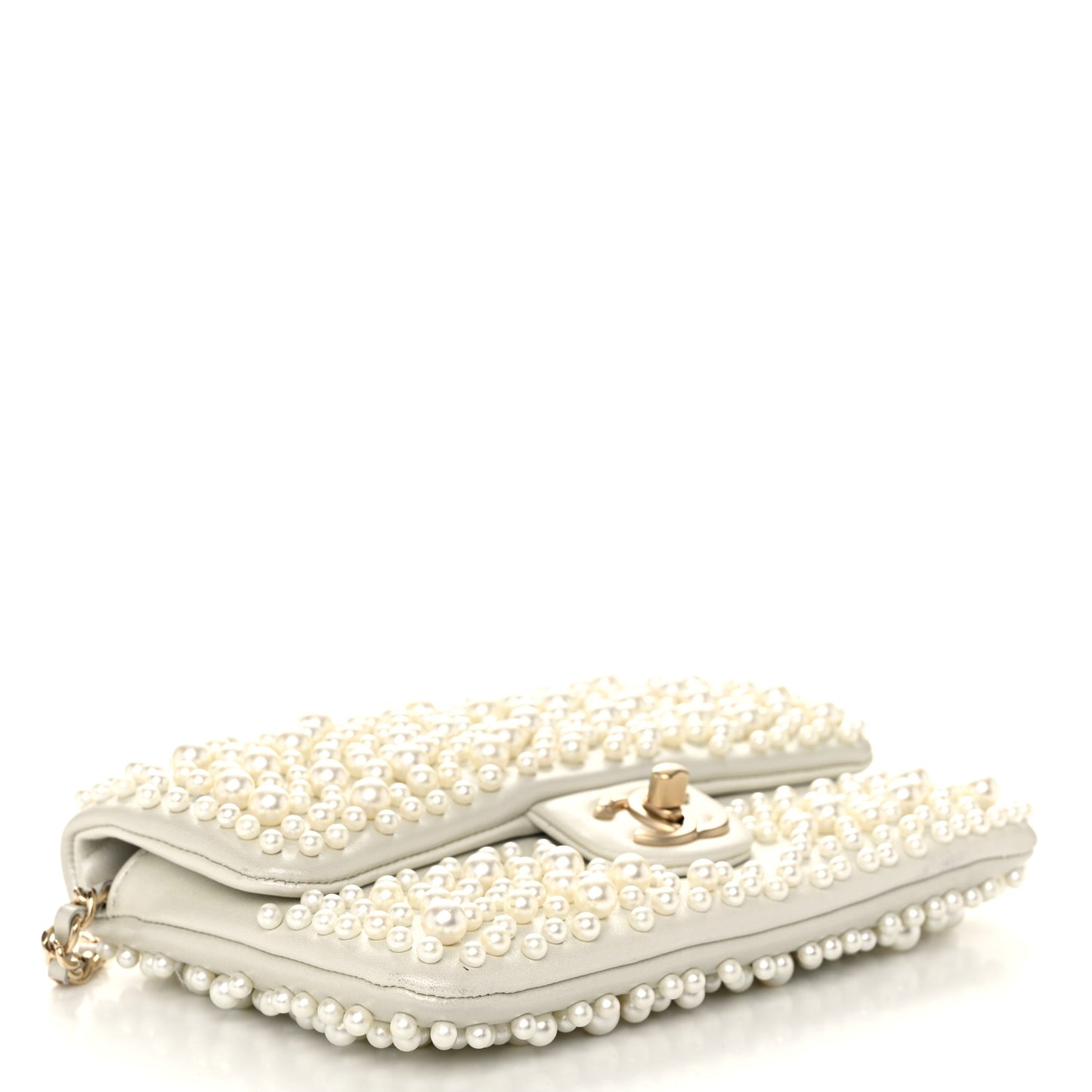 Lambskin Pearls Flap White