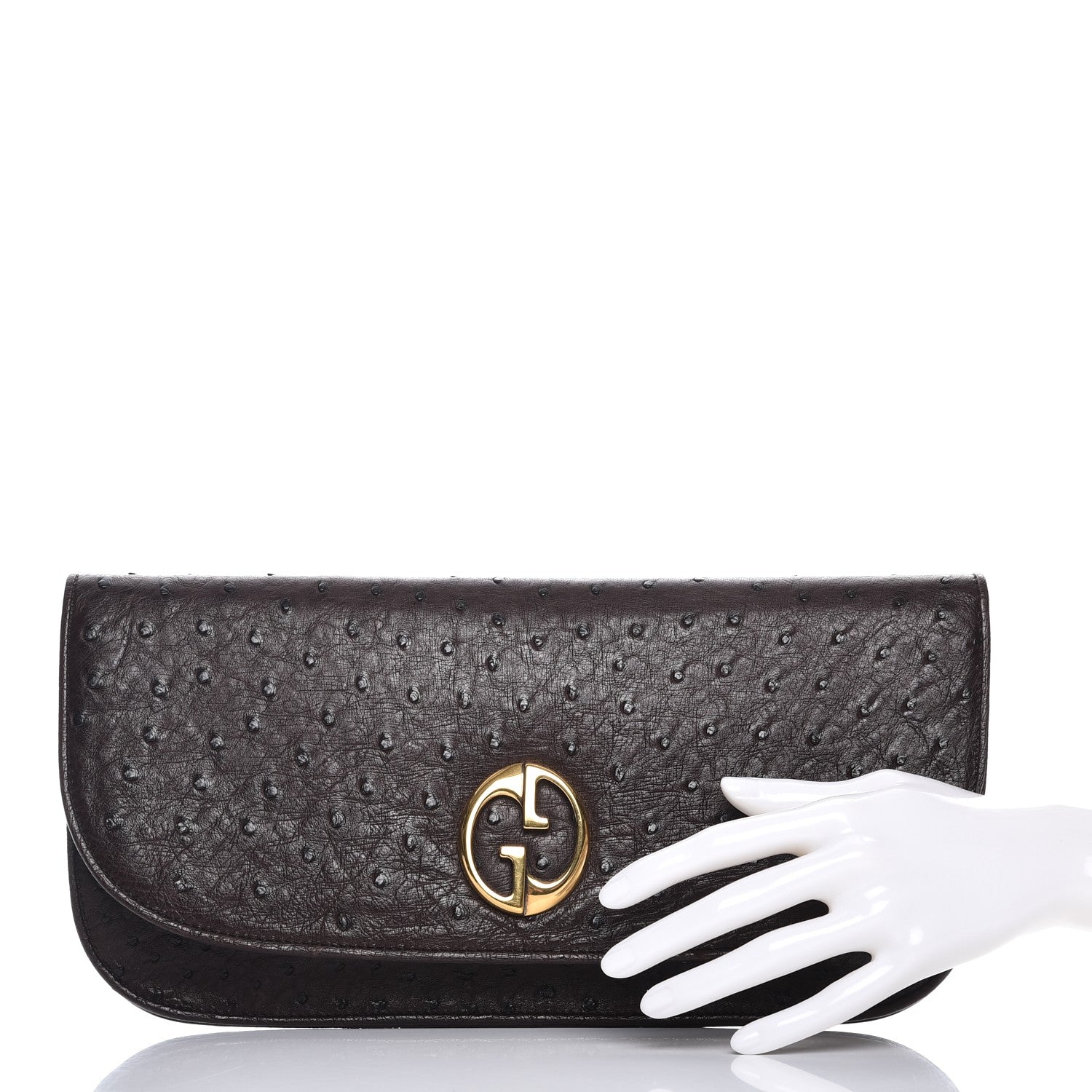 Gucci Ostrich 1973 Clutch Cocoa Brown 2 of 7