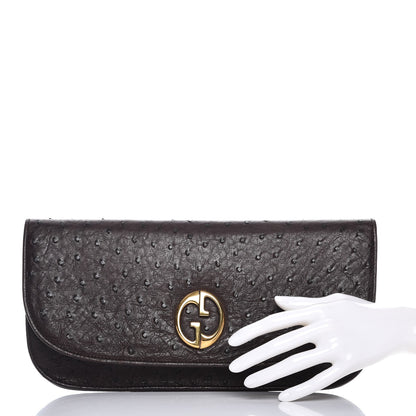 Gucci Ostrich 1973 Clutch Cocoa Brown 2 of 7