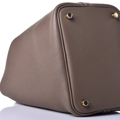Hermes Taurillon Clemence Picotin Lock 18 PM Etoupe 7 of 9
