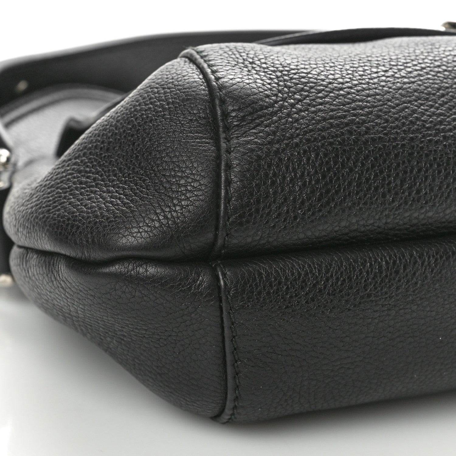 Gucci Pebbled Calfskin Medium Techno Horsebit Shoulder Flap Bag Black 9 of 14