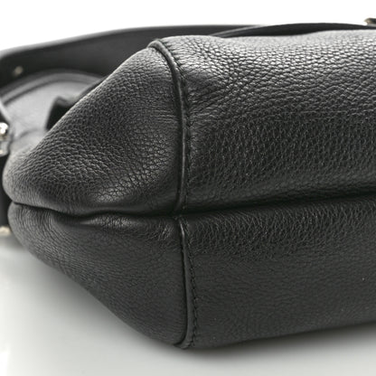 Gucci Pebbled Calfskin Medium Techno Horsebit Shoulder Flap Bag Black 9 of 14
