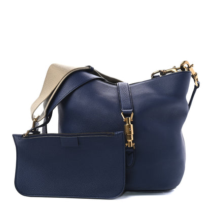 Gucci Soft Grained Calfskin Small Jackie Bucket Bag Classic Blue Marine 1 of 4