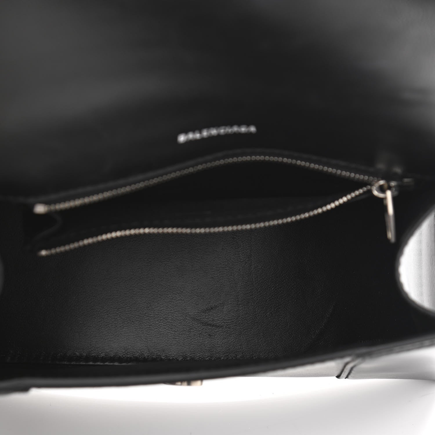 Balenciaga Shiny Box Calfskin Graffiti Logo Small Hourglass Top Handle Bag Black Silver 5 of 10