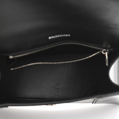 Balenciaga Shiny Box Calfskin Graffiti Logo Small Hourglass Top Handle Bag Black Silver 5 of 10