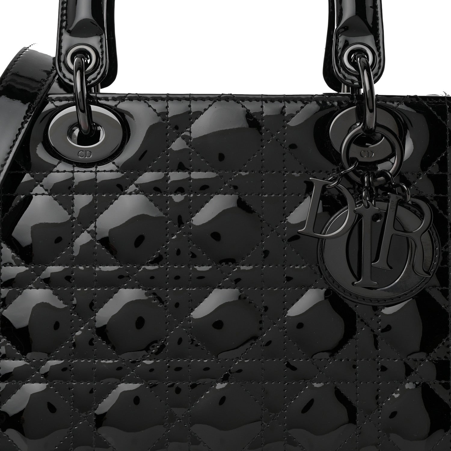 Christian Dior Ultraglossy Patent Cannage Medium Lady Dior Black 6 of 9