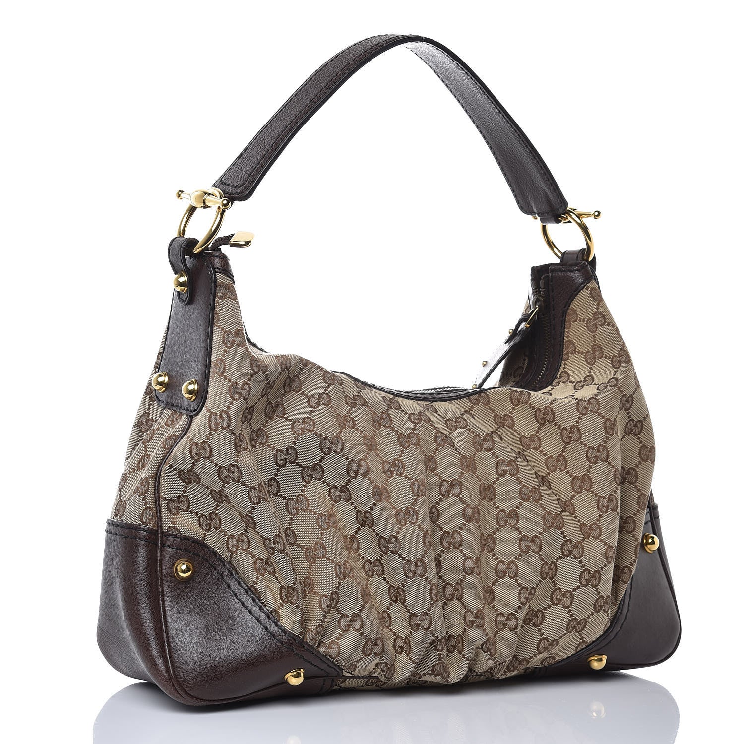 Gucci Monogram Medium Jockey Hobo Dark Brown 3 of 7
