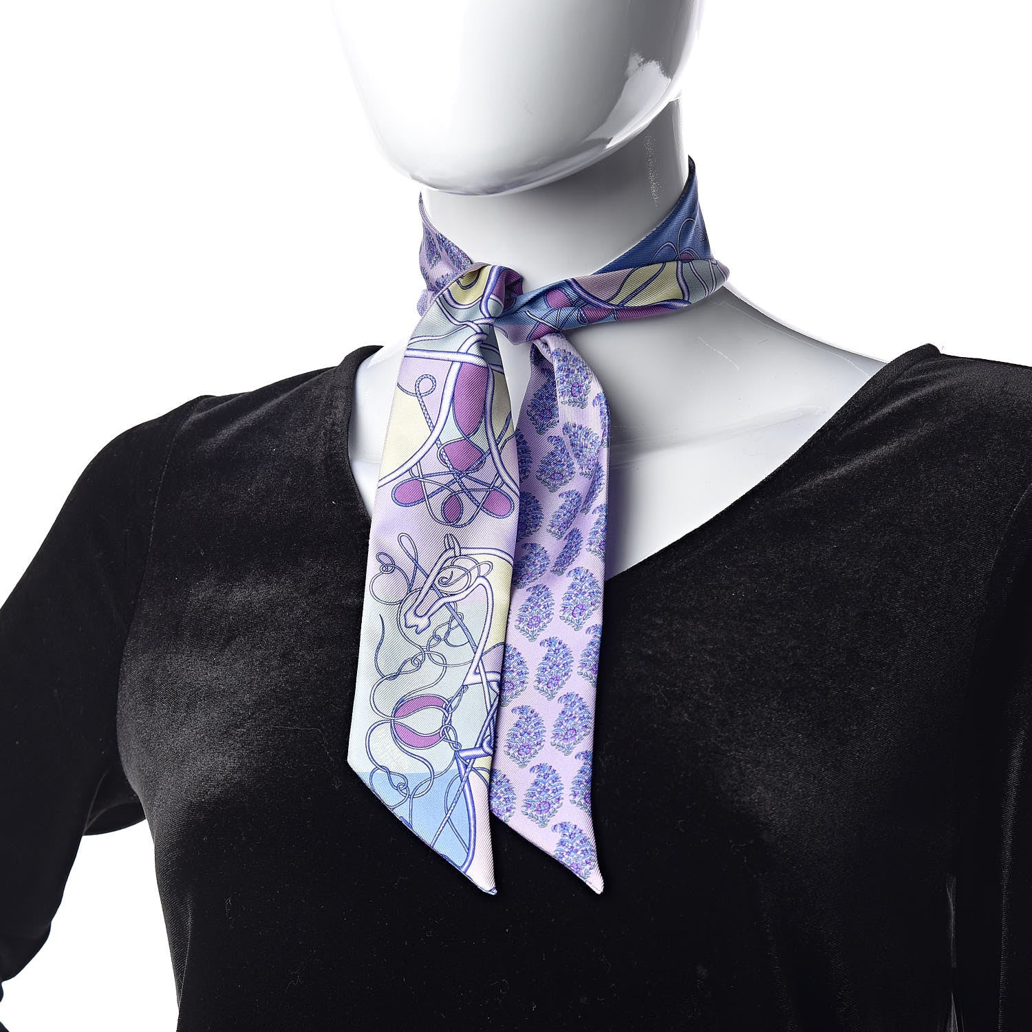 Hermes Silk Coup De Fouet Au Bloc Twilly Mauve Violet Jaune Soufre 2 of 5