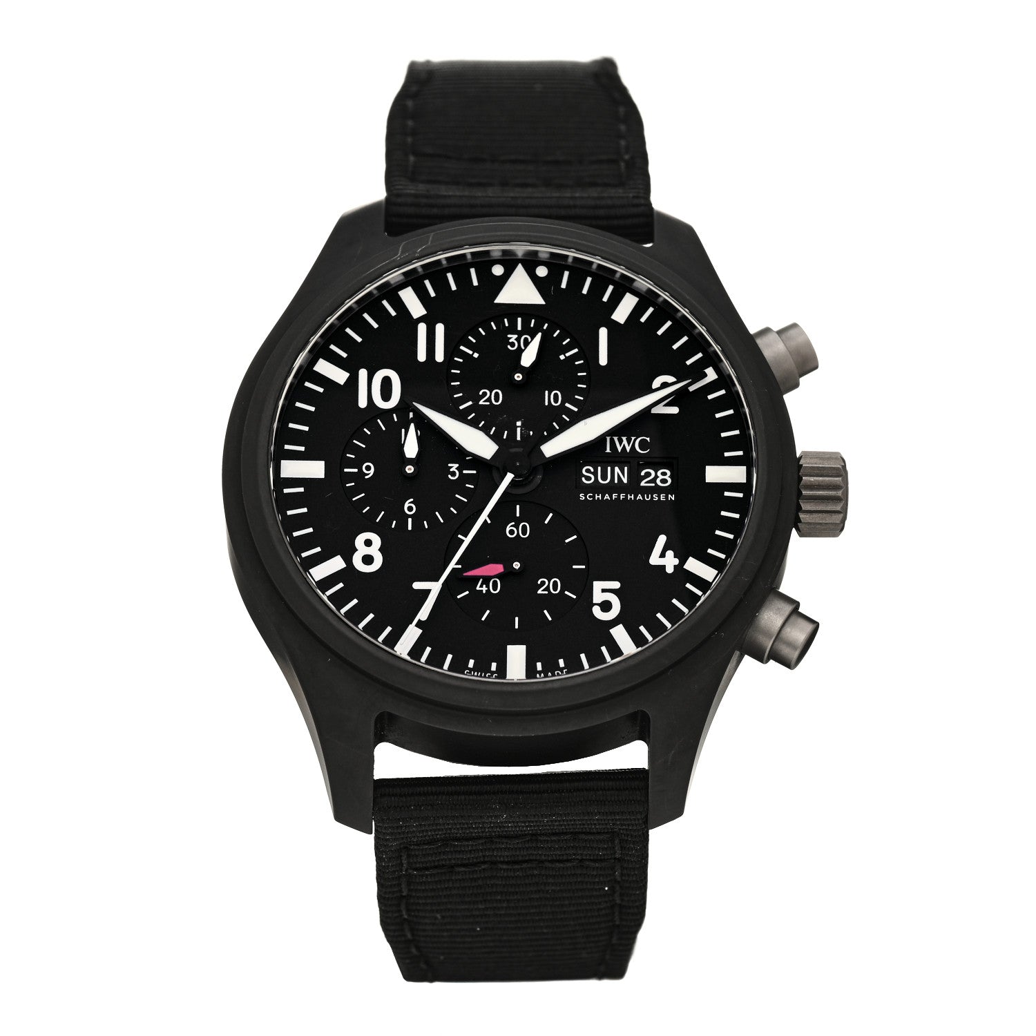 IWC Ceramic Titanium Fabric 44mm Pilot Top Gun Chronograph Automatic Watch Black IW389101 1 of 7