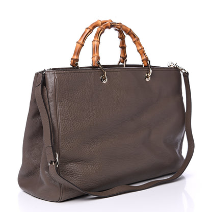 Gucci Calfskin Large Bamboo Shopper Tote Grey Field 2 of 12