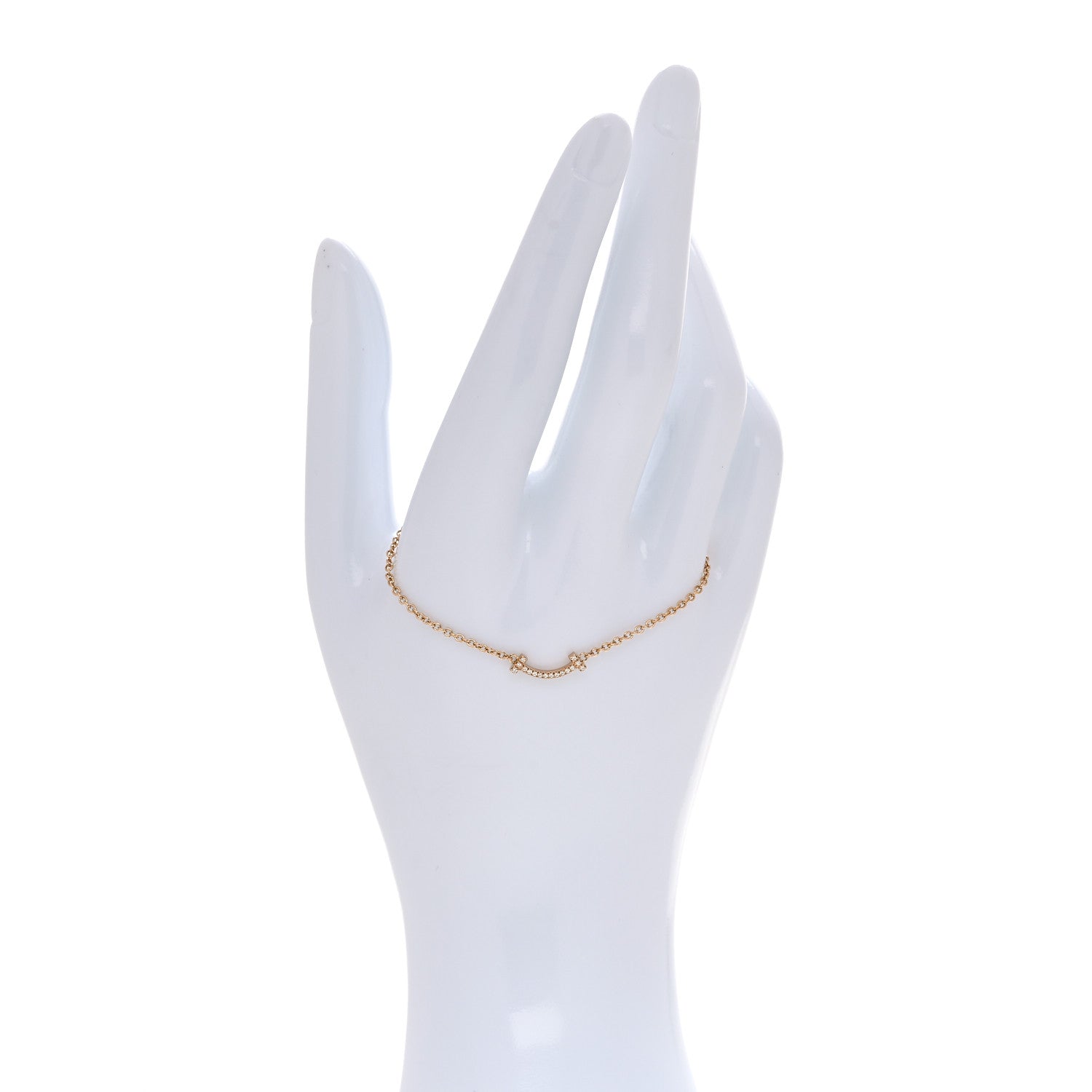 Tiffany 18K Rose Gold Diamond Mini T Smile Bracelet 2 of 7