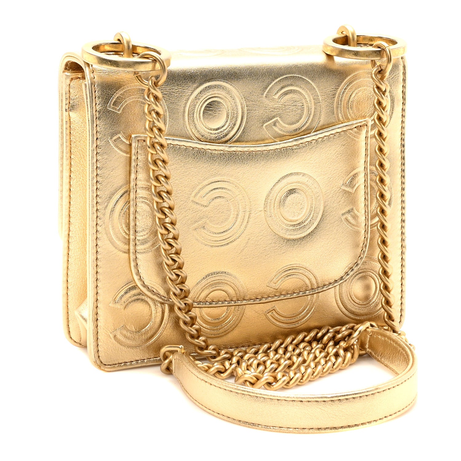 Chanel Metallic Calfskin Cocallover Square Flap Gold 3 of 10