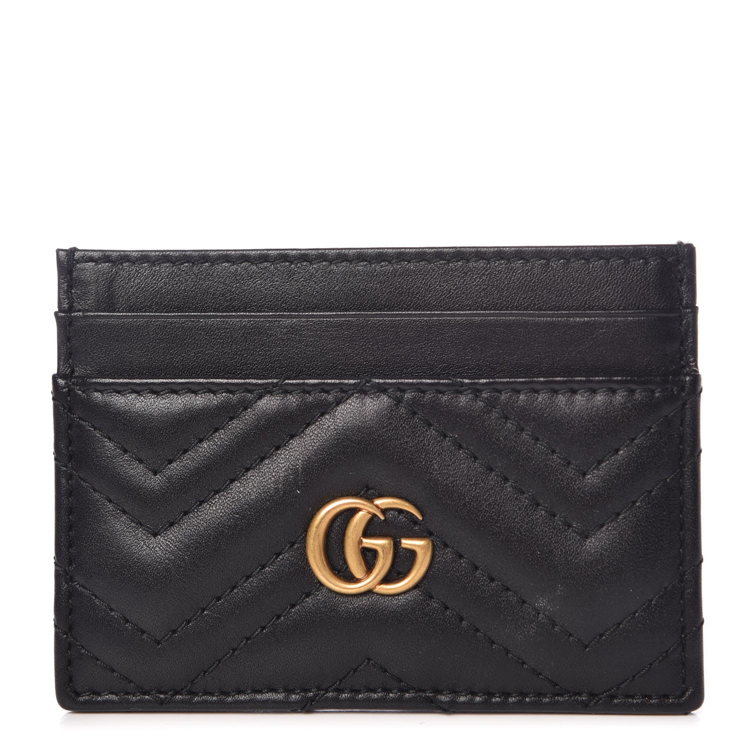 Gucci Calfskin Matelasse GG Marmont Card Holder Black 1 of 7