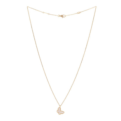 Van Cleef & Arpels 18K Yellow Gold Mother of Pearl Sweet Alhambra Butterfly Pendant Necklace 3 of 7