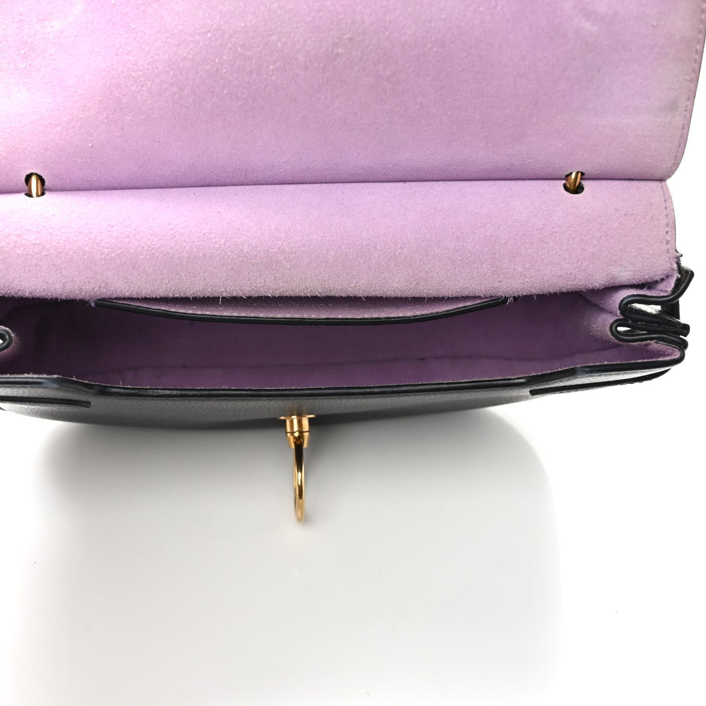 Classic Grain Calfskin Embroidered Floral Amberley Satchel Black