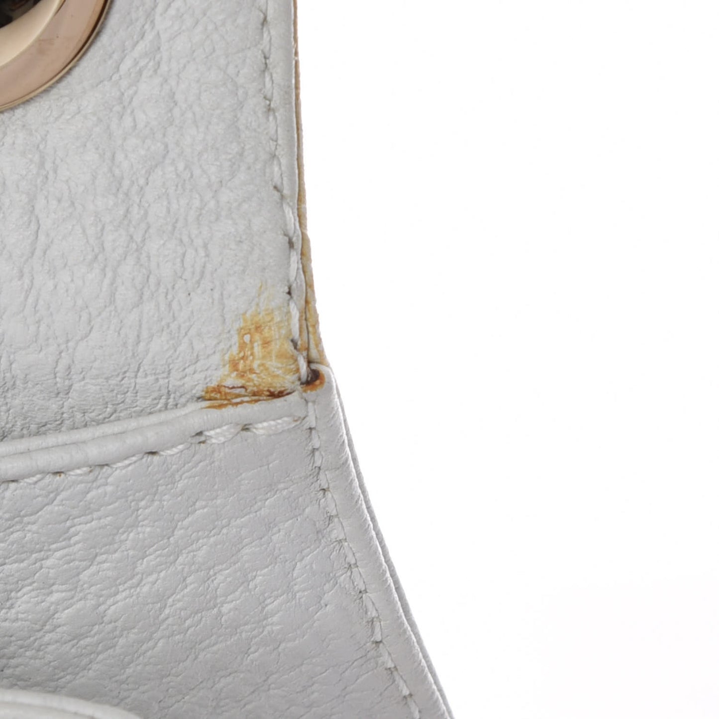 Pebbled Calfskin Web Blondie Flap White