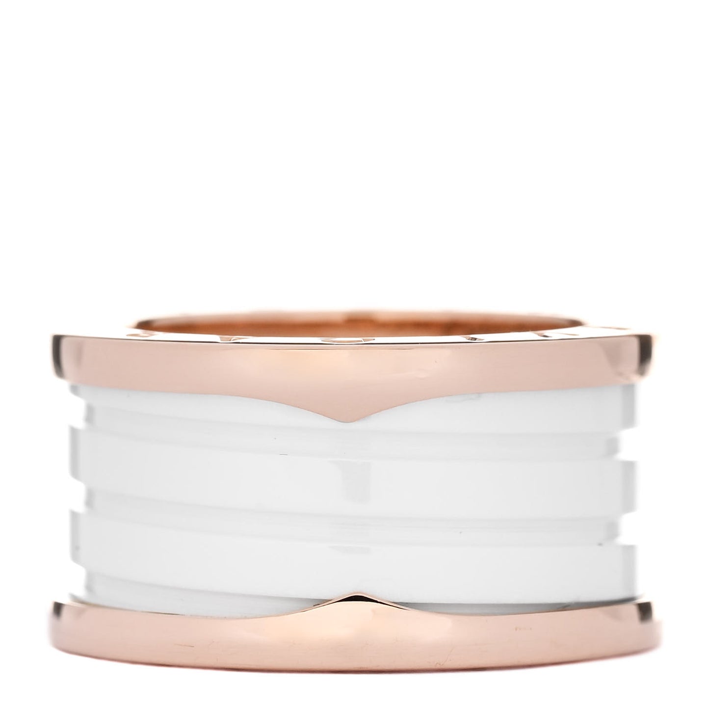 18K Rose Gold White Ceramic B.Zero1 Four-Band Ring 55 7.25