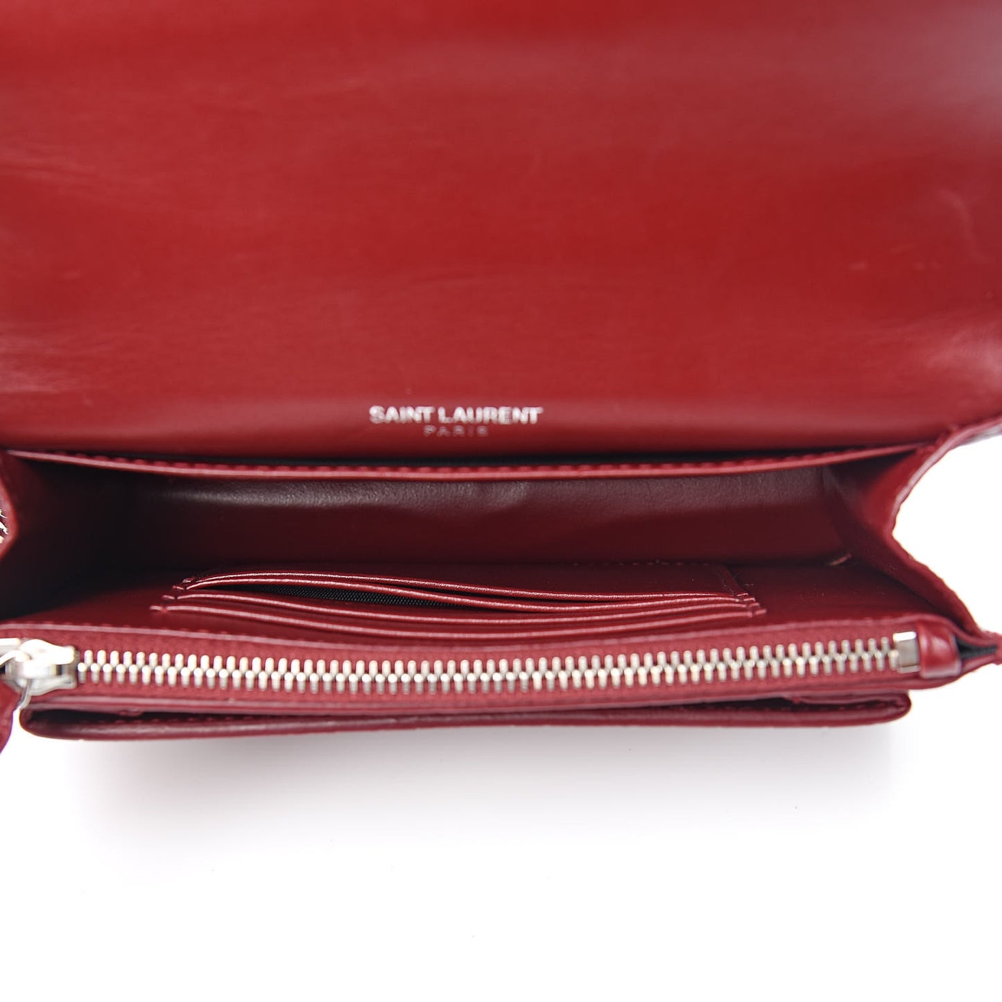Calfskin Crocodile Embossed Monogram Sunset Chain Wallet Palissandre