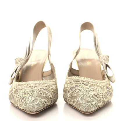Christian Dior Transparent Metallic Embroidered Mesh Macrame Constantine Embroidered J'Adior Slingback 65mm Pumps 37.5 Pale Gold 3 of 10