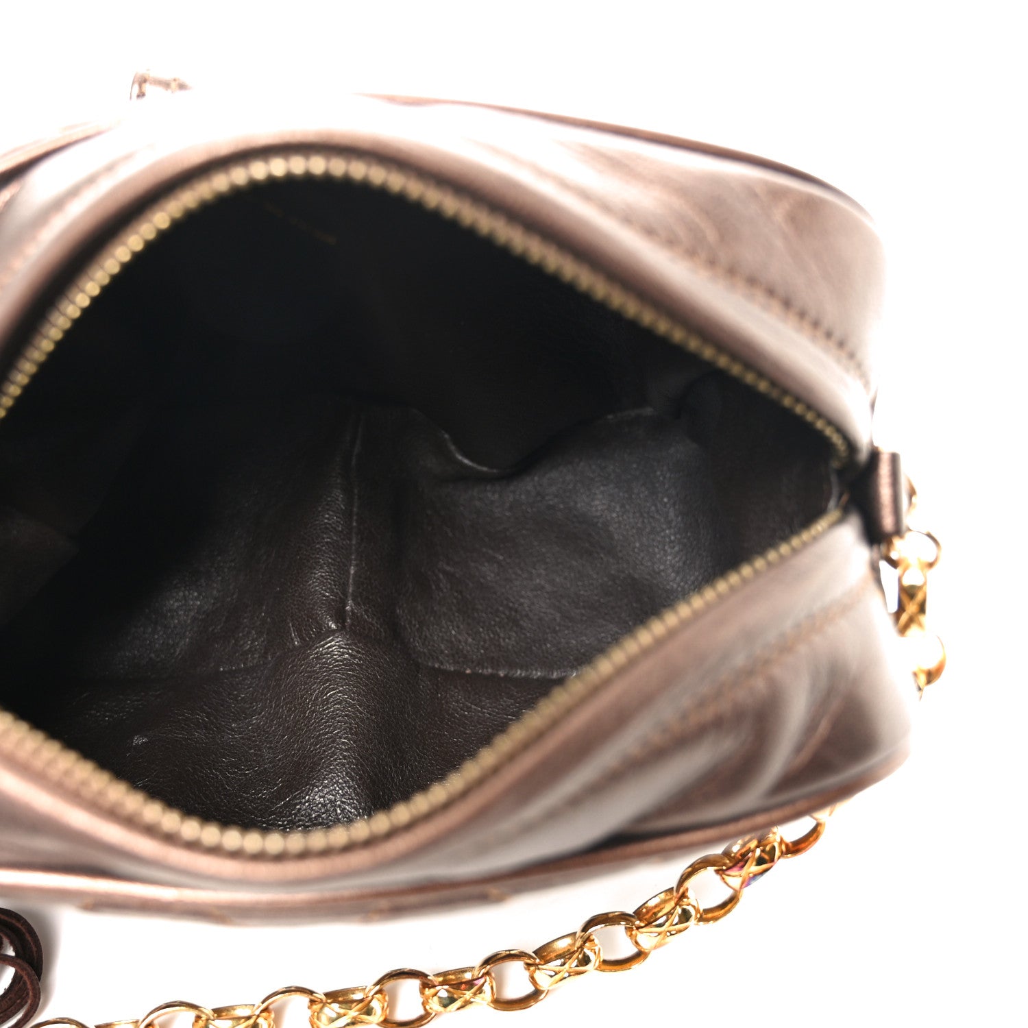 Chanel Metallic Lambskin Quilted Tassel Camera Case Bronze 1774347